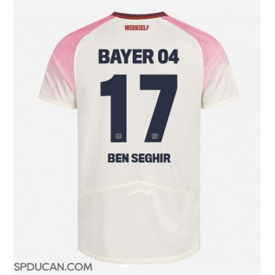 Muški Nogometni Dres Bayer Leverkusen Eliesse Ben Seghir #17 Gostujuci 2025-26 Kratak Rukav Muški Nogometni Dres Bayer Leverkusen Eliesse Ben Seghir #17 Gostujuci 2025-26 Kratak Rukav